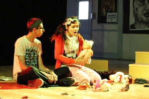 Drama students with teddy