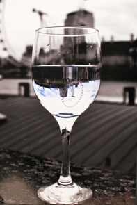Wine glass with London Eye Photography