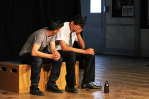 Drama students - 2 boys on bench