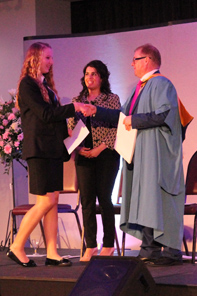 Mr Ward presents Greta's Attendance Award