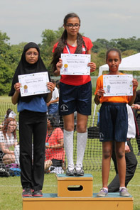 Girls awards on rostrum