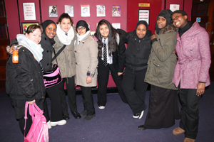 Students in the theatre foyer