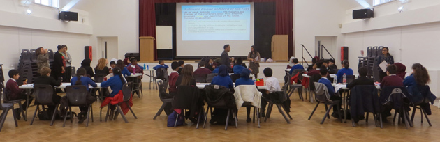 Students from Wellington & Westbrook work in the Hall