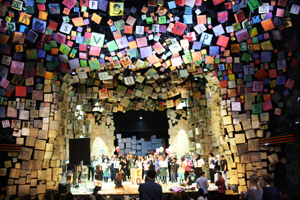 Students rehearse on an impressive stage