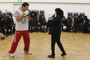 Ahmet boxing with Heston stuent