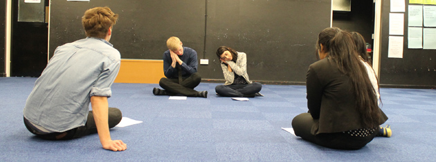 Students act out Metamorphosis with Andy Whyment